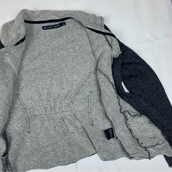 Blanc Noir asymmetrical jacket women's small gray grunge moto waterfall distress - Picture 9 of 12